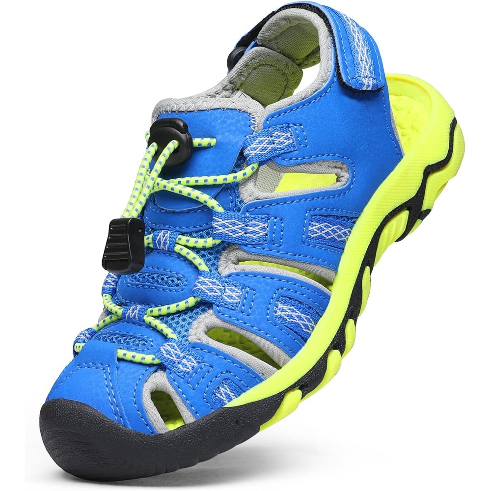 image:imageDREAM PAIRS Boys Girls Summer Outdoor Athletic Sport Sandals Walking Water Hiking Hook and Loop Adjustable Multicolor for ToddlerLittleBig KidsRoyalBlueNeonGreen