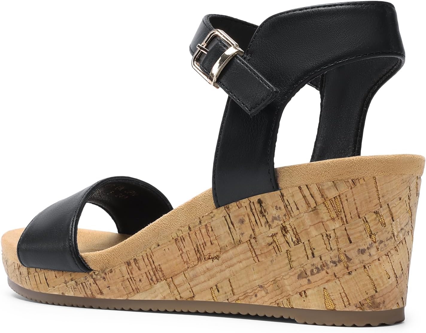 image:imageDREAM PAIRS Womens Open Toe Buckle Ankle Strap Platform Wedge Sandals for Women Summer Dressy ShoesBlackPu