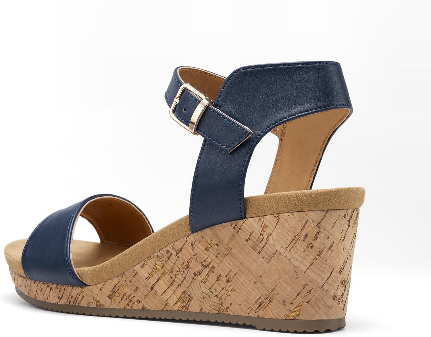 image:imageDREAM PAIRS Womens Open Toe Buckle Ankle Strap Platform Wedge Sandals for Women Summer Dressy ShoesNavy