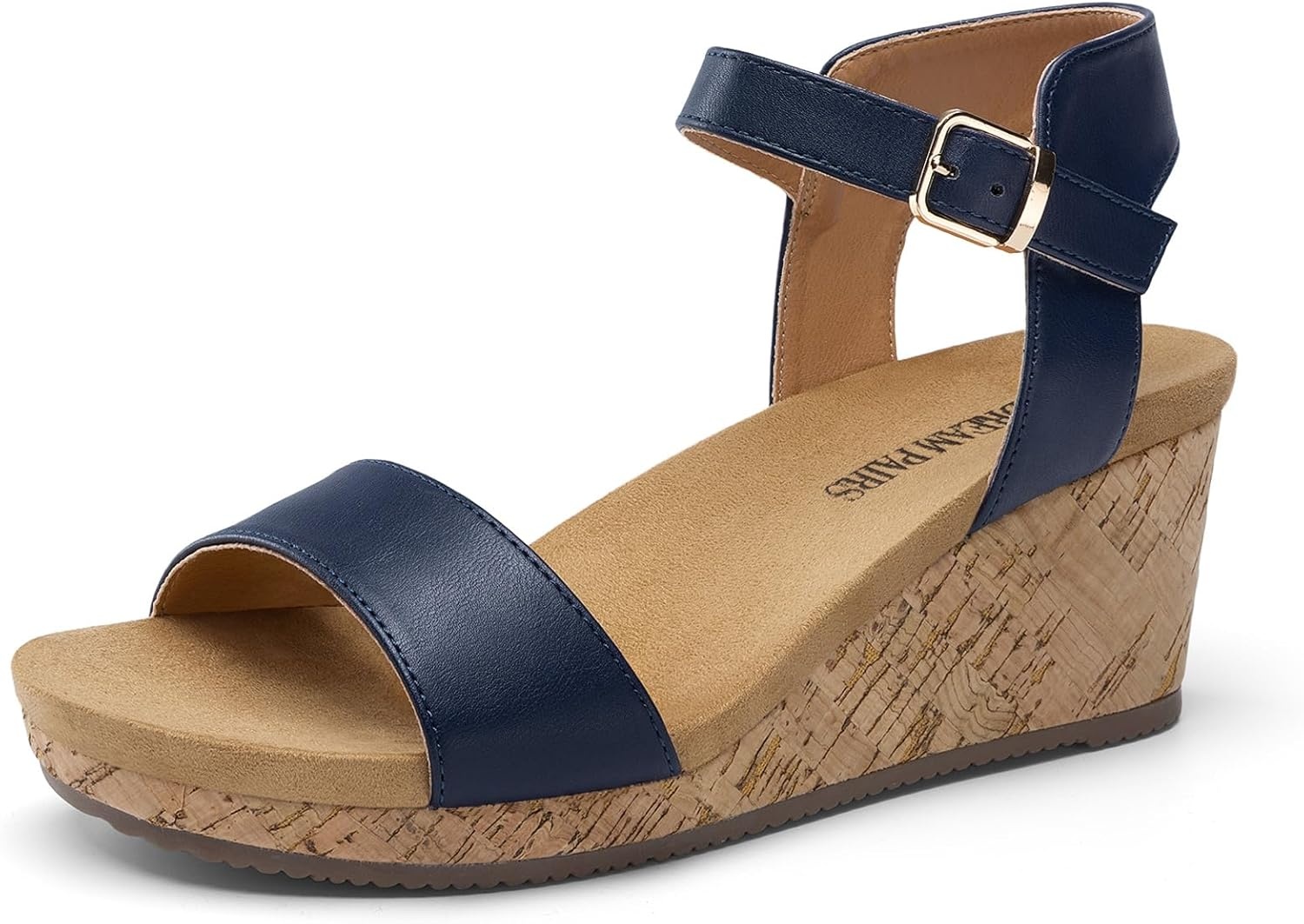 image:imageDREAM PAIRS Womens Open Toe Buckle Ankle Strap Platform Wedge Sandals for Women Summer Dressy ShoesNavy