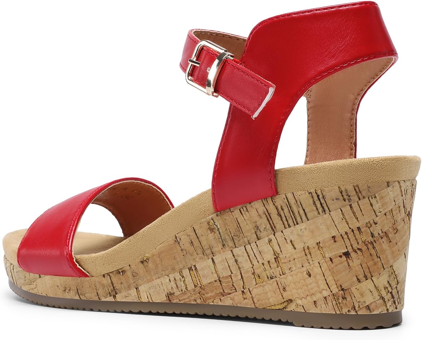 image:imageDREAM PAIRS Womens Open Toe Buckle Ankle Strap Platform Wedge Sandals for Women Summer Dressy ShoesRedPu