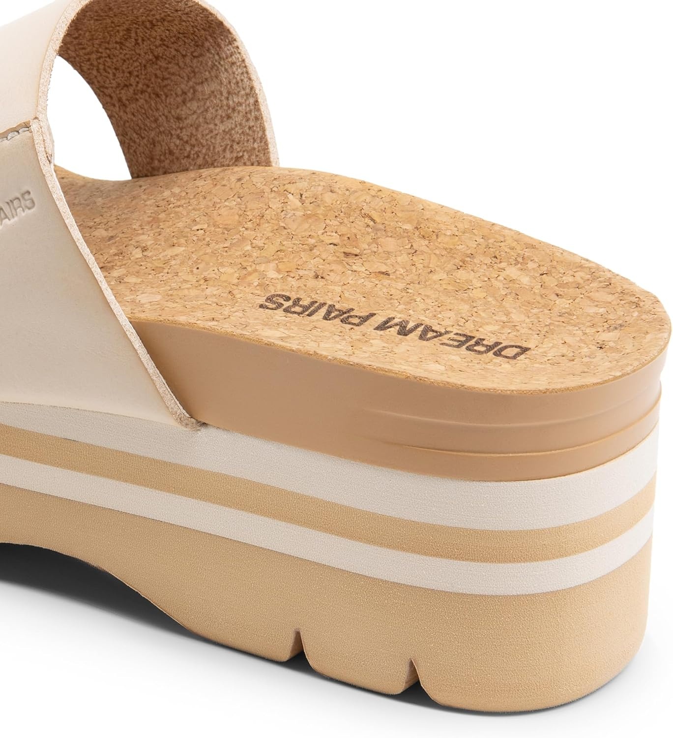 image:imageDREAM PAIRS Womens Platform Slides Sandals Comfortable Arch Support Two Strap Slip On Fashion Beach Wedge SandalsBeige