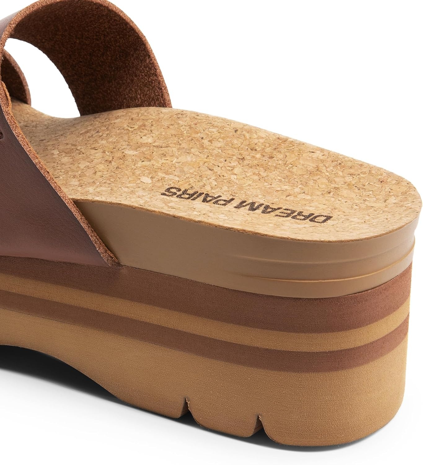 image:imageDREAM PAIRS Womens Platform Slides Sandals Comfortable Arch Support Two Strap Slip On Fashion Beach Wedge SandalsBrown