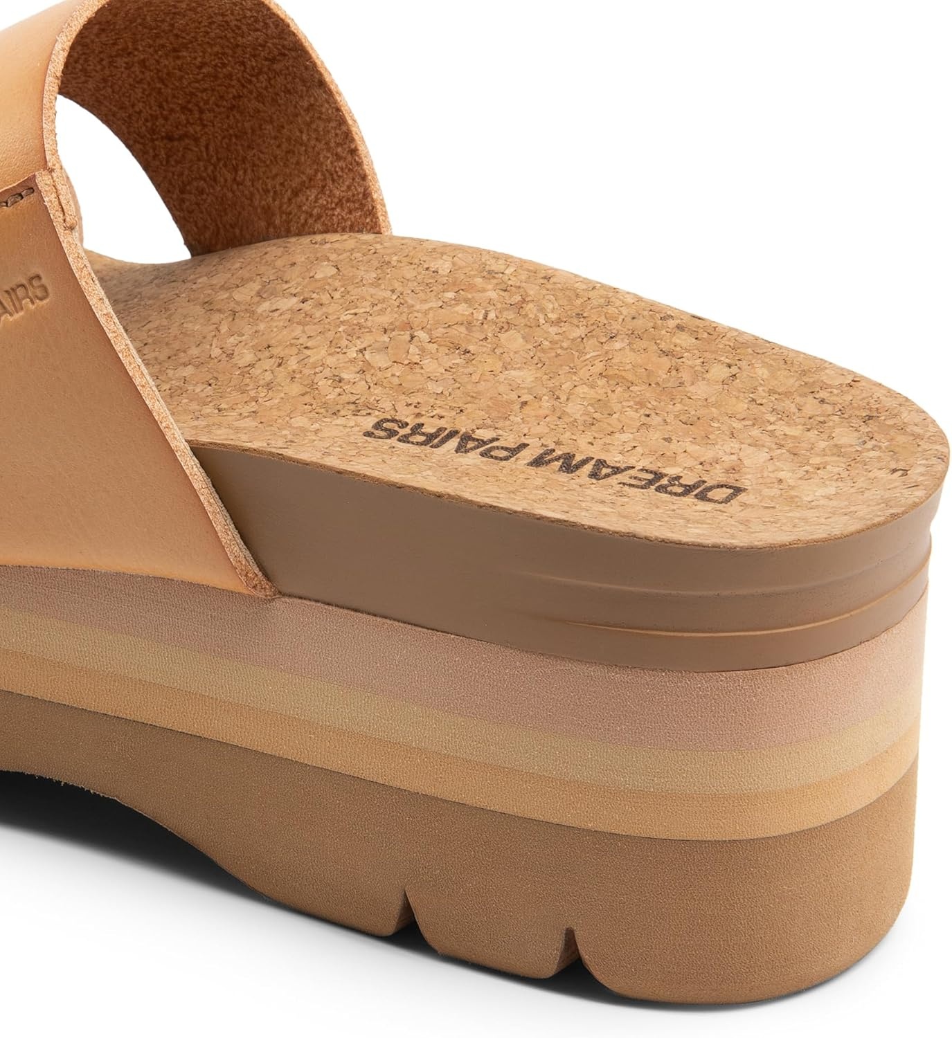 image:imageDREAM PAIRS Womens Platform Slides Sandals Comfortable Arch Support Two Strap Slip On Fashion Beach Wedge SandalsNatural