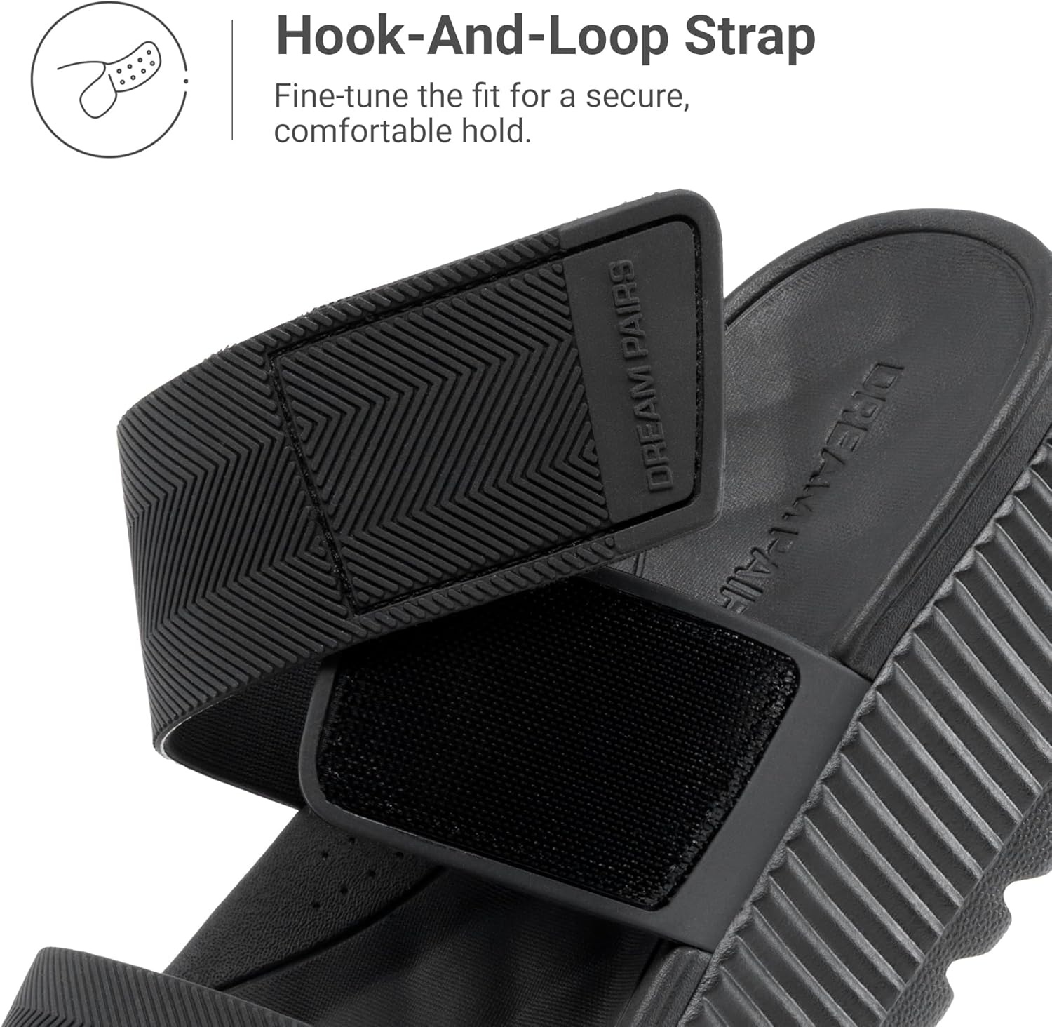 image:imageDREAM PAIRS Womens Platform Slip on Adjustable Sandals Lightweight Comfortable NonSlip Vacation Beach Chunky Open Toe Wedges for Summer Waterproof Shoes 2026All Black