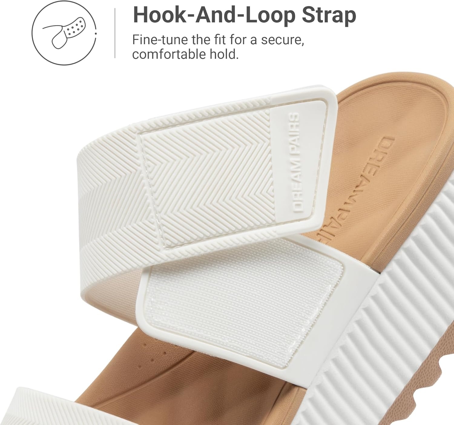 image:imageDREAM PAIRS Womens Platform Slip on Adjustable Sandals Lightweight Comfortable NonSlip Vacation Beach Chunky Open Toe Wedges for Summer Waterproof Shoes 2026White