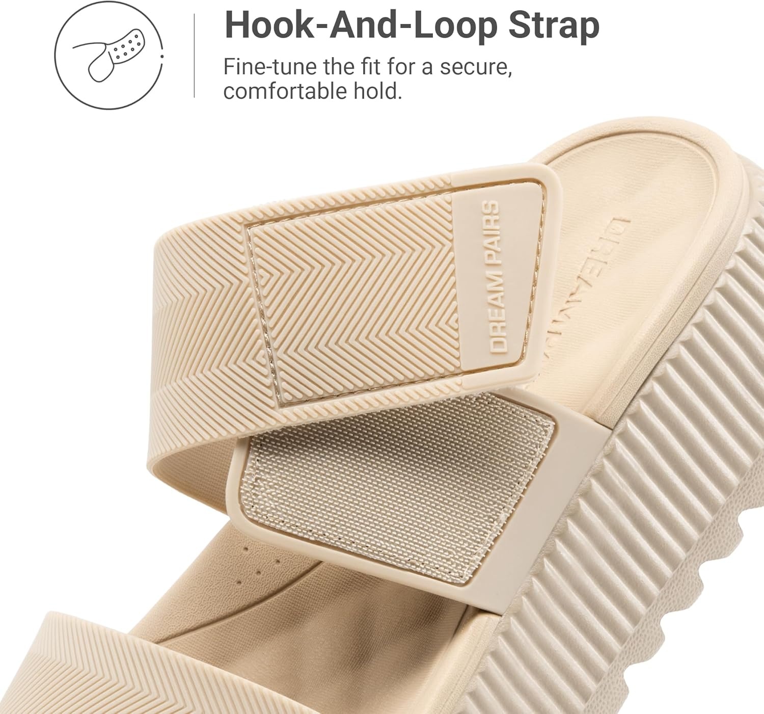 image:imageDREAM PAIRS Womens Platform Slip on Adjustable Sandals Lightweight Comfortable NonSlip Vacation Beach Chunky Open Toe Wedges for Summer Waterproof Shoes 2026Nude