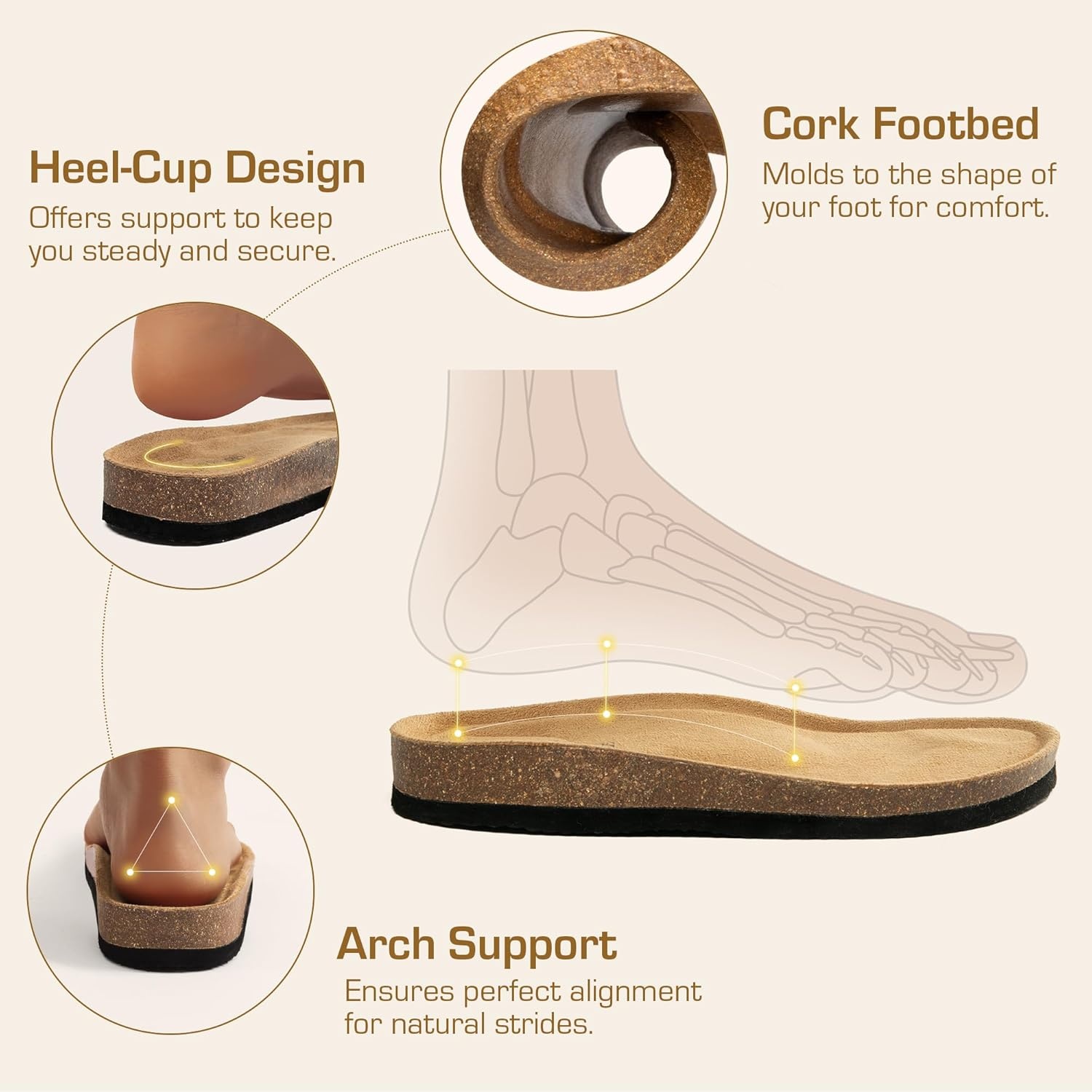 image:imageDREAM PAIRS Womens Thong Slide Sandals with Cork Footbed Open Toe Adjustable Slip On Slippers Comfort Flat Sandals for SummerDark Brown