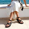 DREAM PAIRS Womens Strappy Sandals Flat Thong Comfortable Footbed Platform Summer Fashion Vocation Shoes(Black)