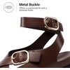 DREAM PAIRS Womens Strappy Sandals Flat Thong Comfortable Footbed Platform Summer Fashion Vocation Shoes(Brown)