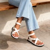 DREAM PAIRS Womens Strappy Sandals Flat Thong Comfortable Footbed Platform Summer Fashion Vocation Shoes(White)