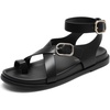 DREAM PAIRS Womens Strappy Sandals Flat Thong Comfortable Footbed Platform Summer Fashion Vocation Shoes(Black)