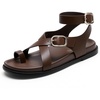 DREAM PAIRS Womens Strappy Sandals Flat Thong Comfortable Footbed Platform Summer Fashion Vocation Shoes(Brown)