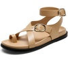 DREAM PAIRS Womens Strappy Sandals Flat Thong Comfortable Footbed Platform Summer Fashion Vocation Shoes(Nude)