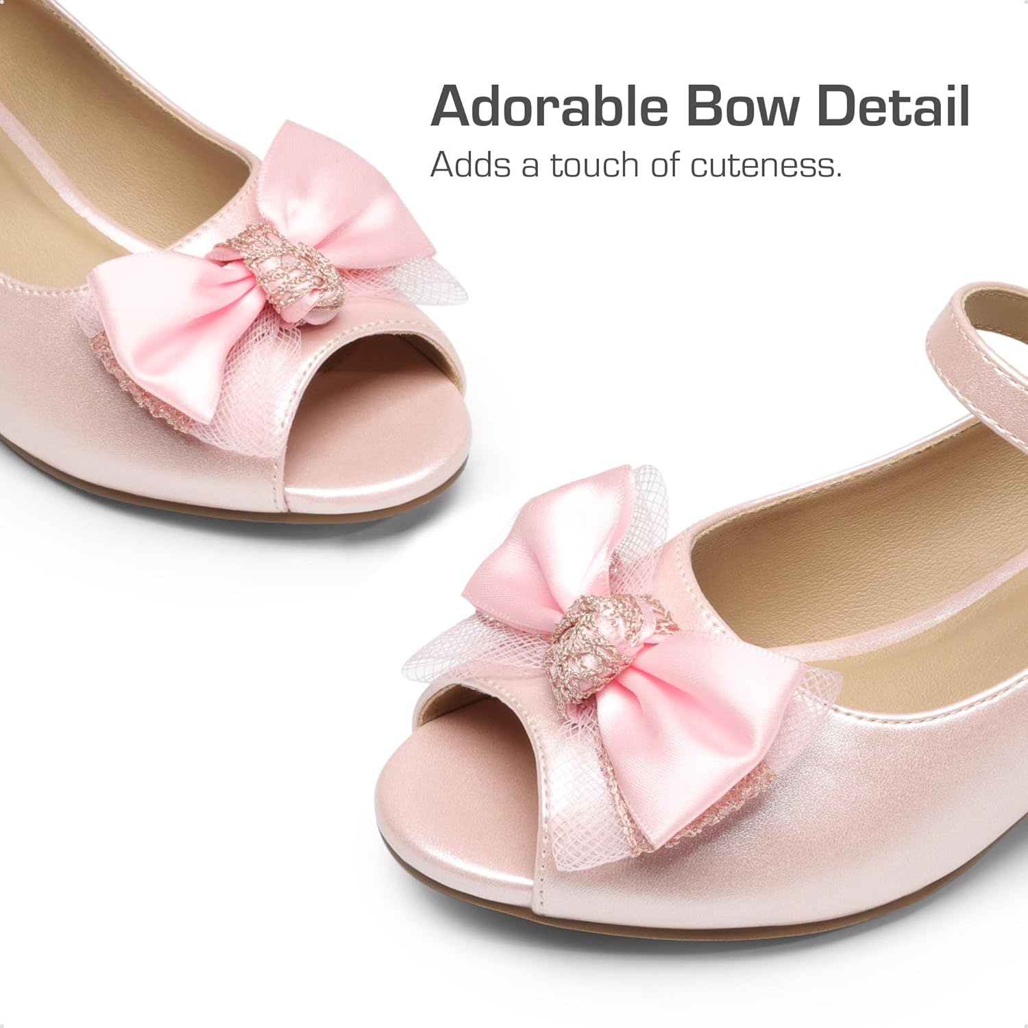 image:imageDREAM PAIRS Girls Heels Dress Shoes Flats for Wedding Bow Flower Princess Shoes for Little KidBig KidPinkpu