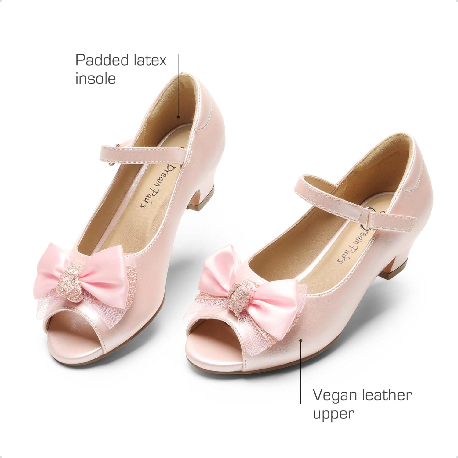 image:imageDREAM PAIRS Girls Heels Dress Shoes Flats for Wedding Bow Flower Princess Shoes for Little KidBig KidPinkpu