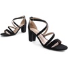DREAM PAIRS Women’s Block Chunky Heels Sandals Open Toe Ankle Strappy Comfortable Dressy Sandals for Bridal Wedding Prom Party with Adjustable Cross Strap(Black/Suede)