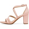 DREAM PAIRS Women’s Block Chunky Heels Sandals Open Toe Ankle Strappy Comfortable Dressy Sandals for Bridal Wedding Prom Party with Adjustable Cross Strap(Blush/Pu)