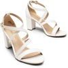 DREAM PAIRS Women’s Block Chunky Heels Sandals Open Toe Ankle Strappy Comfortable Dressy Sandals for Bridal Wedding Prom Party with Adjustable Cross Strap(White/Pu)