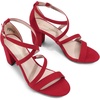 DREAM PAIRS Women’s Block Chunky Heels Sandals Open Toe Ankle Strappy Comfortable Dressy Sandals for Bridal Wedding Prom Party with Adjustable Cross Strap(Red/Suede)
