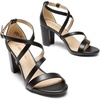DREAM PAIRS Women’s Block Chunky Heels Sandals Open Toe Ankle Strappy Comfortable Dressy Sandals for Bridal Wedding Prom Party with Adjustable Cross Strap(Black/Pu)