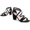 DREAM PAIRS Women’s Block Chunky Heels Sandals Open Toe Ankle Strappy Comfortable Dressy Sandals for Bridal Wedding Prom Party with Adjustable Cross Strap(Black-nubuck)