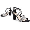 DREAM PAIRS Women’s Block Chunky Heels Sandals Open Toe Ankle Strappy Comfortable Dressy Sandals for Bridal Wedding Prom Party with Adjustable Cross Strap(Black-rhinestone)