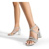 DREAM PAIRS Women’s Block Chunky Heels Sandals Open Toe Ankle Strappy Comfortable Dressy Sandals for Bridal Wedding Prom Party with Adjustable Cross Strap(Silver-rhinestone)