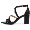 DREAM PAIRS Women’s Block Chunky Heels Sandals Open Toe Ankle Strappy Comfortable Dressy Sandals for Bridal Wedding Prom Party with Adjustable Cross Strap(Black/Pu)