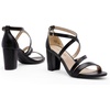 DREAM PAIRS Women’s Block Chunky Heels Sandals Open Toe Ankle Strappy Comfortable Dressy Sandals for Bridal Wedding Prom Party with Adjustable Cross Strap(Black-pu)