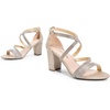 DREAM PAIRS Women’s Block Chunky Heels Sandals Open Toe Ankle Strappy Comfortable Dressy Sandals for Bridal Wedding Prom Party with Adjustable Cross Strap(Gold-rhinestone)