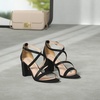DREAM PAIRS Women’s Block Chunky Heels Sandals Open Toe Ankle Strappy Comfortable Dressy Sandals for Bridal Wedding Prom Party with Adjustable Cross Strap(Black/Pu)