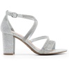 DREAM PAIRS Women’s Block Chunky Heels Sandals Open Toe Ankle Strappy Comfortable Dressy Sandals for Bridal Wedding Prom Party with Adjustable Cross Strap(Silver-rhinestone)