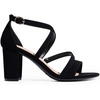 DREAM PAIRS Women’s Block Chunky Heels Sandals Open Toe Ankle Strappy Comfortable Dressy Sandals for Bridal Wedding Prom Party with Adjustable Cross Strap(Black-nubuck)