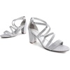 DREAM PAIRS Women’s Block Chunky Heels Sandals Open Toe Ankle Strappy Comfortable Dressy Sandals for Bridal Wedding Prom Party with Adjustable Cross Strap(Silver/Glitter)