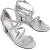 DREAM PAIRS Women’s Block Chunky Heels Sandals Open Toe Ankle Strappy Comfortable Dressy Sandals for Bridal Wedding Prom Party with Adjustable Cross Strap(Silver/Glitter)
