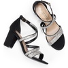 DREAM PAIRS Women’s Block Chunky Heels Sandals Open Toe Ankle Strappy Comfortable Dressy Sandals for Bridal Wedding Prom Party with Adjustable Cross Strap(Black-rhinestone)