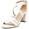 DREAM PAIRS Women’s Block Chunky Heels Sandals Open Toe Ankle Strappy Comfortable Dressy Sandals for Bridal Wedding Prom Party with Adjustable Cross Strap(White/Pu)