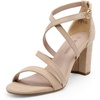 DREAM PAIRS Women’s Block Chunky Heels Sandals Open Toe Ankle Strappy Comfortable Dressy Sandals for Bridal Wedding Prom Party with Adjustable Cross Strap(Nude/Suede)