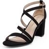 DREAM PAIRS Women’s Block Chunky Heels Sandals Open Toe Ankle Strappy Comfortable Dressy Sandals for Bridal Wedding Prom Party with Adjustable Cross Strap(Black/Suede)