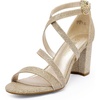DREAM PAIRS Women’s Block Chunky Heels Sandals Open Toe Ankle Strappy Comfortable Dressy Sandals for Bridal Wedding Prom Party with Adjustable Cross Strap(Gold/Glitter)