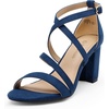 DREAM PAIRS Women’s Block Chunky Heels Sandals Open Toe Ankle Strappy Comfortable Dressy Sandals for Bridal Wedding Prom Party with Adjustable Cross Strap(Navy/Suede)