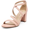 DREAM PAIRS Women’s Block Chunky Heels Sandals Open Toe Ankle Strappy Comfortable Dressy Sandals for Bridal Wedding Prom Party with Adjustable Cross Strap(Blush/Pu)