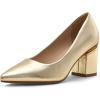 DREAM PAIRS Escarpins Femme Petit Talon Chaussures Femme Confort Chic Escarpin Classique pour Dame Mariage Bureau(Or Pu)