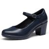 Dream Pairs Mary Janes Escarpins Confortables à Bout Rond avec Sangle de Cheville et Bout fermé pour Femme(Navy Blue)