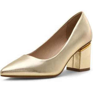 DREAM PAIRS Escarpins Femme Petit Talon Chaussures Femme Confort Chic Escarpin Classique pour Dame Mariage Bureau(Or Pu)