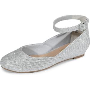 DREAM PAIRS Femme Revona Ballerines Femme élégantes Flats Chaussures(Argent Glitter)