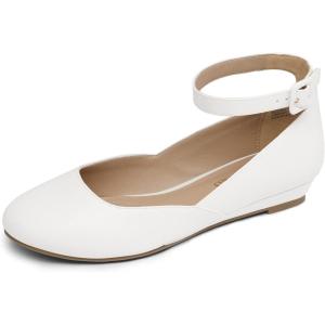DREAM PAIRS Femme Revona Ballerines Femme élégantes Flats Chaussures(Blanc Pu)