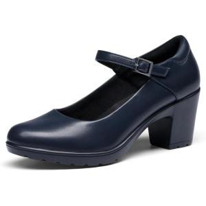 Dream Pairs Mary Janes Escarpins Confortables à Bout Rond avec Sangle de Cheville et Bout fermé pour Femme(Navy Blue)