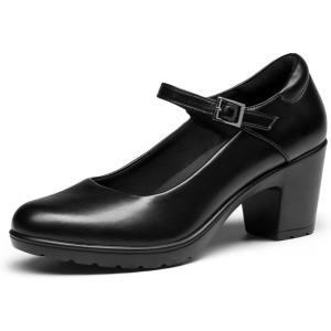 Dream Pairs Mary Janes Escarpins Confortables à Bout Rond avec Sangle de Cheville et Bout fermé pour Femme(Noir)